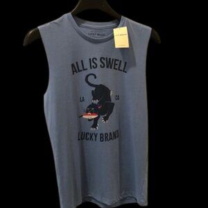 NWT The Original Lucky Brand  "ALL IS SWELL" Tank Top, Blue, Size L